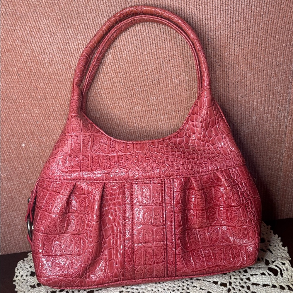 New Directions Pink Crocodile-Embossed Shoulder Bag
